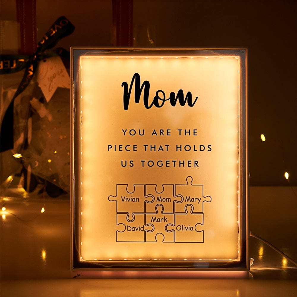 Personalized Name Mirror Light Custom Mom You Are The Piece That Holds Us Together Night Light for Mom - NameNecklace