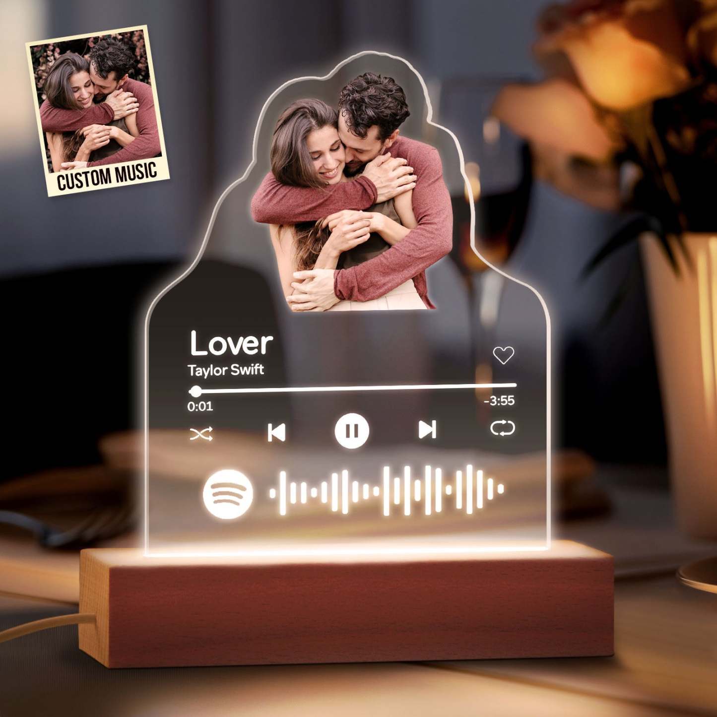 Personalized Photo Acrylic Lamp Custom Night Light Gift for Couple Home Decor - NameNecklace