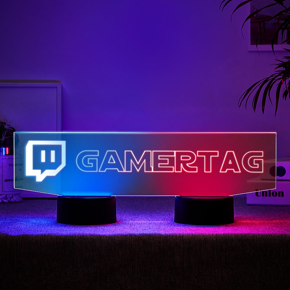 Custom Twitch Gamertag Night Light Dual Base Backlit LED Custom Gaming Gift For Gamers