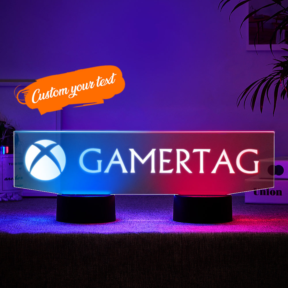 Personalized Xbox Night Light Personalized Gamertag Sign Dual Base Backlit LED Custom Gaming Gift