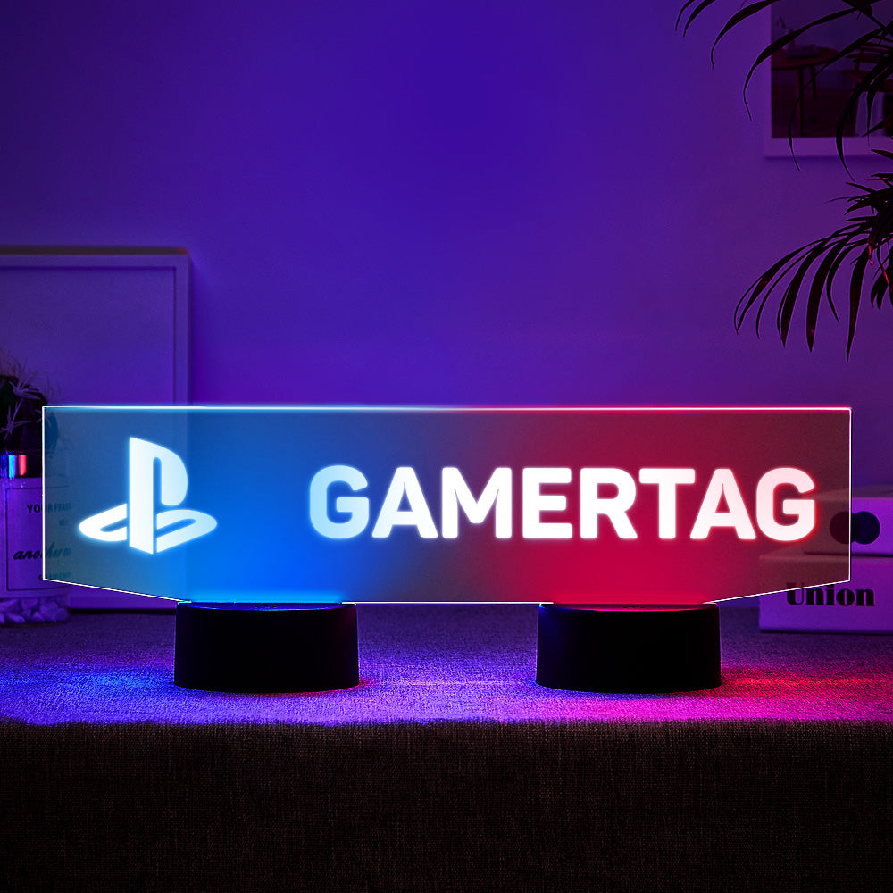 Custom Playstation Night Light Personalized Gamertag Sign Dual Base Backlit LED Custom Gaming Gift