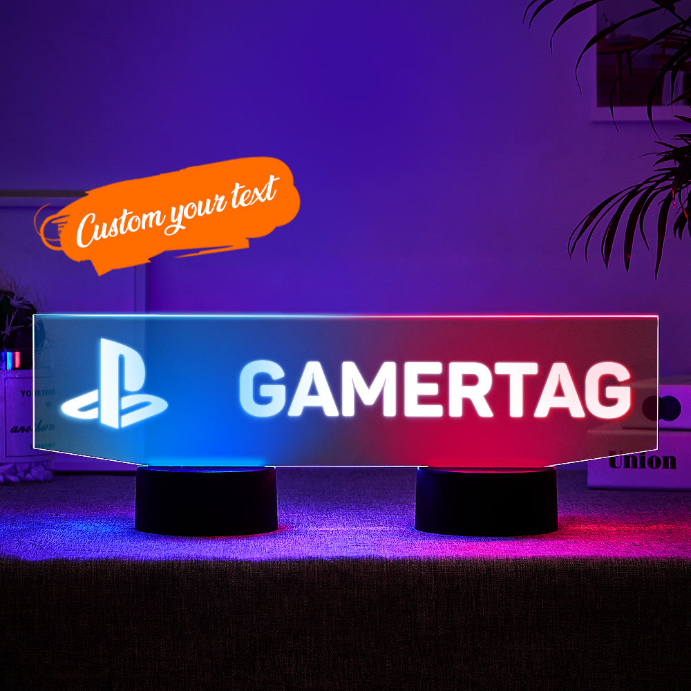 Custom Playstation Night Light Personalized Gamertag Sign Dual Base Backlit LED Custom Gaming Gift