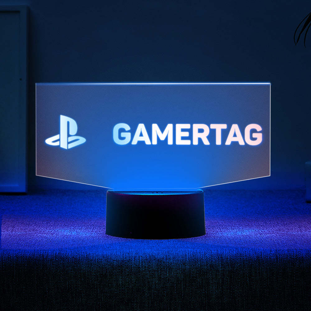 Custom Playstation Night Light Personalized Gamertag Sign Dual Base Backlit LED Custom Gaming Gift