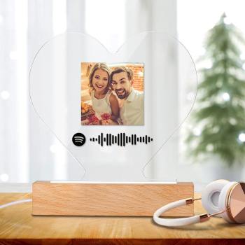Custom Scannable Spotify Code Night Light Photo Acrylic Heart Shape Creative Couple Theme Gifts - yournamenecklaceuk
