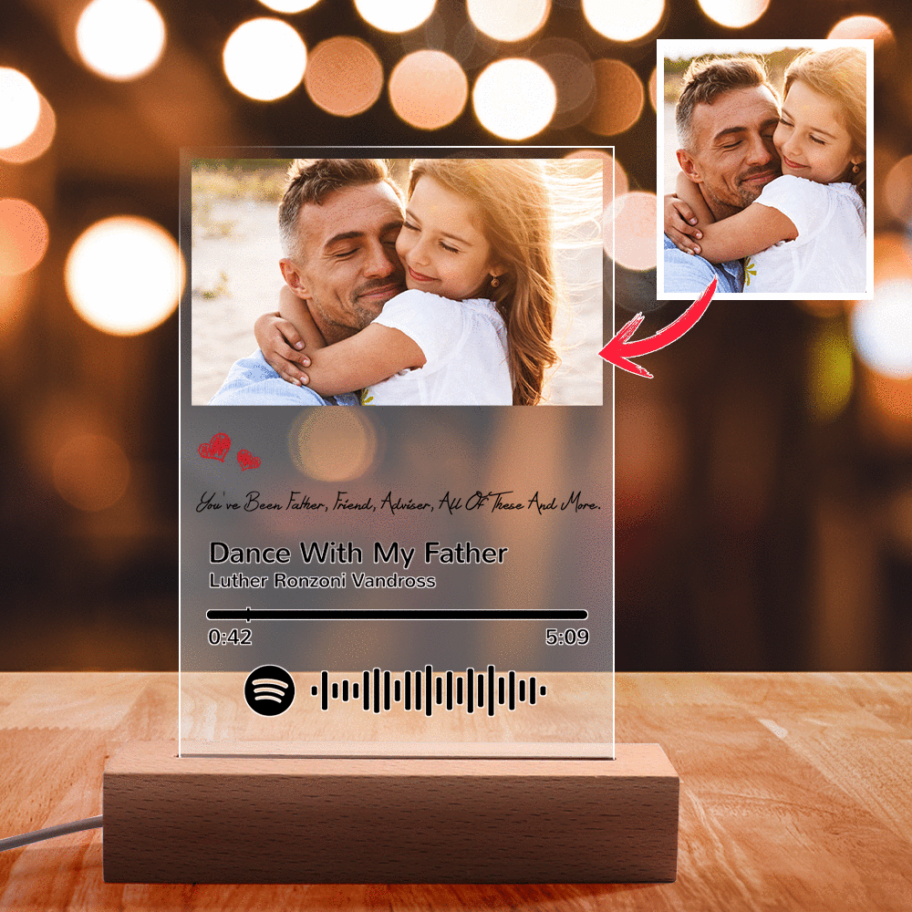 Scannable Spotify Code Night Light Photo Engraved Acrylic Father's Day Gifts - yournamenecklaceuk