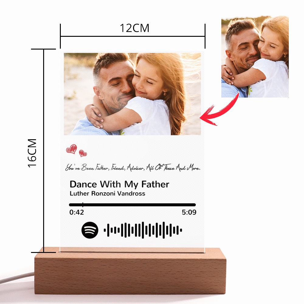 Scannable Spotify Code Night Light Photo Engraved Acrylic Father's Day Gifts - yournamenecklaceuk
