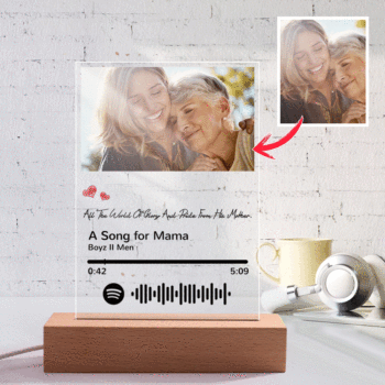 Scannable Spotify Code Night Light Photo Engraved Gifts for Mom - yournamenecklaceuk