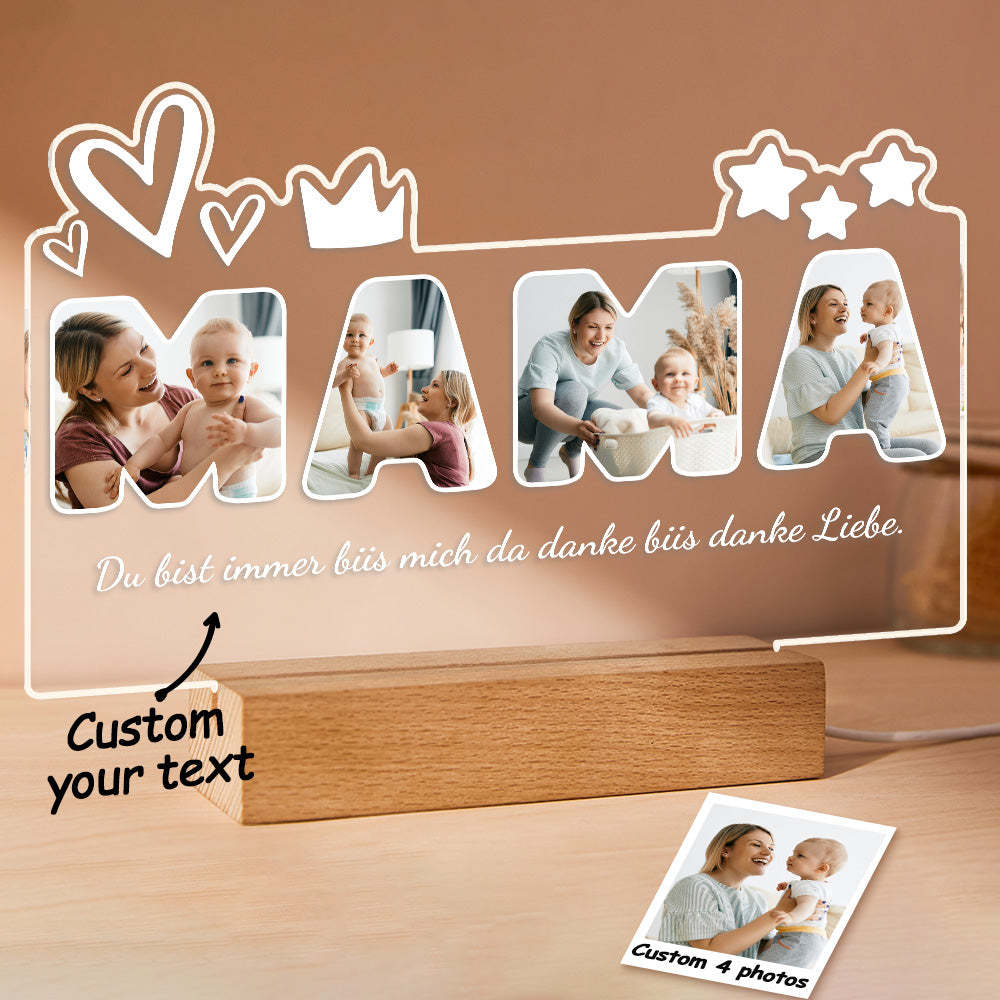 Custom Photo Night Light Personalized Mama Lamp Gifts for Mother's Day - NameNecklace