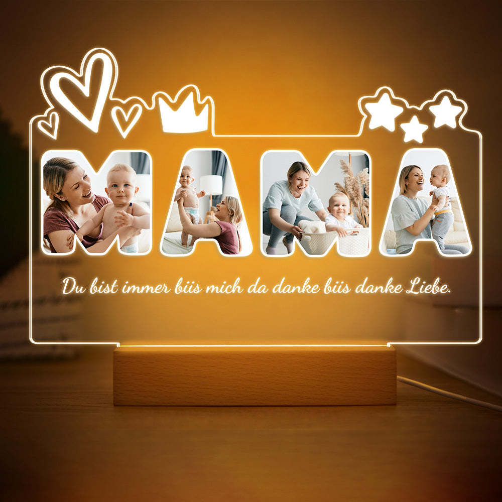Custom Photo Night Light Personalized Mama Lamp Gifts for Mother's Day - NameNecklace