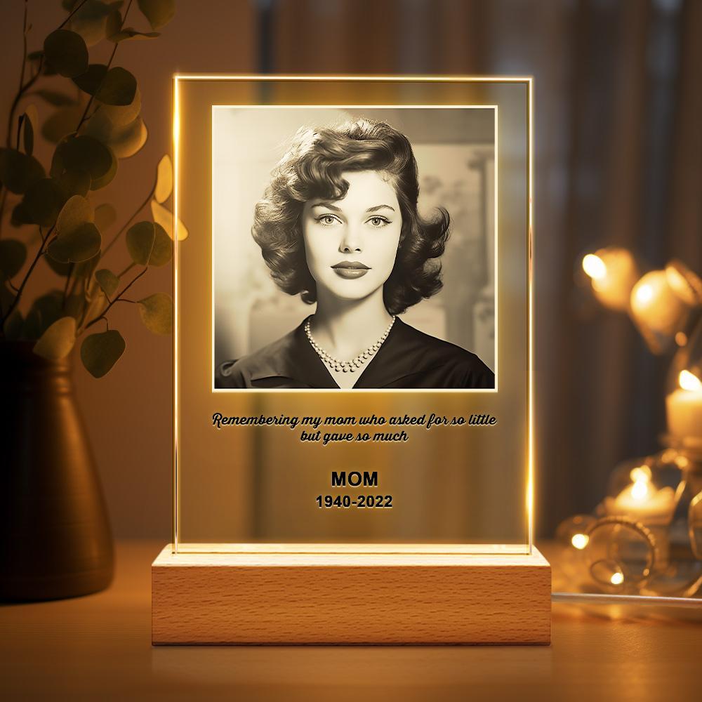 In Loving Memory Custom Night Light Personalized Photo LED Wood Stand Room Night Light Memorial Gift