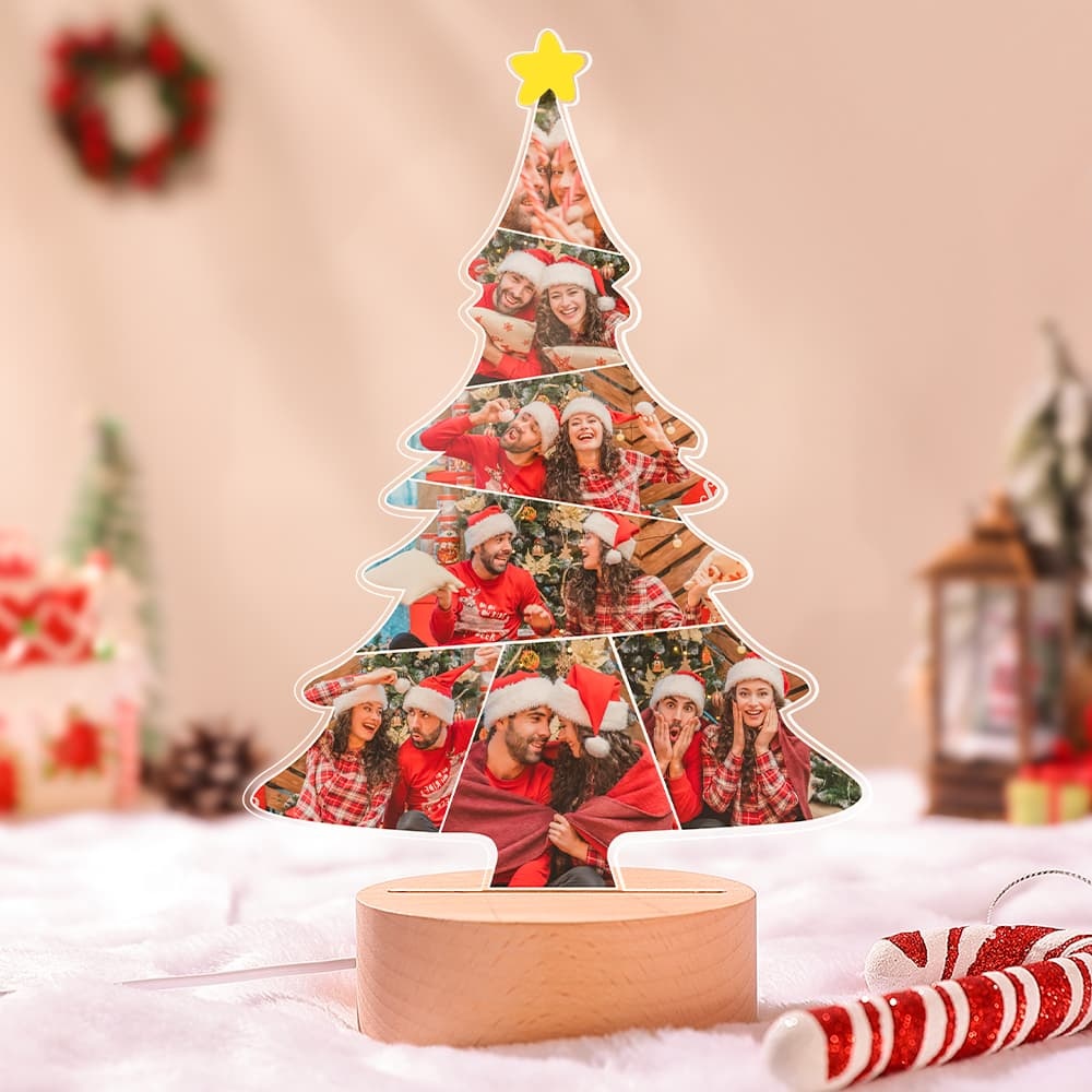Personalized LED Christmas Tree Lamp Custom Photo Acrylic Night Light - NameNecklace