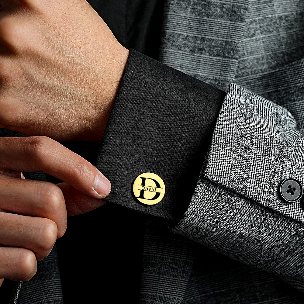 Personalized Engraved Cufflinks Set with Wooden Box Wedding Gift for Men Groomsmen -