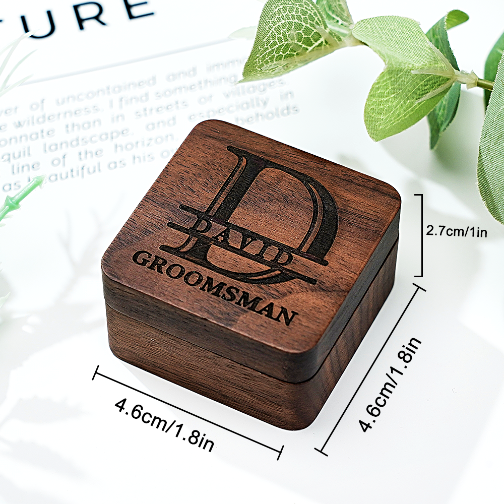 Personalized Engraved Cufflinks Set with Wooden Box Wedding Gift for Men Groomsmen -