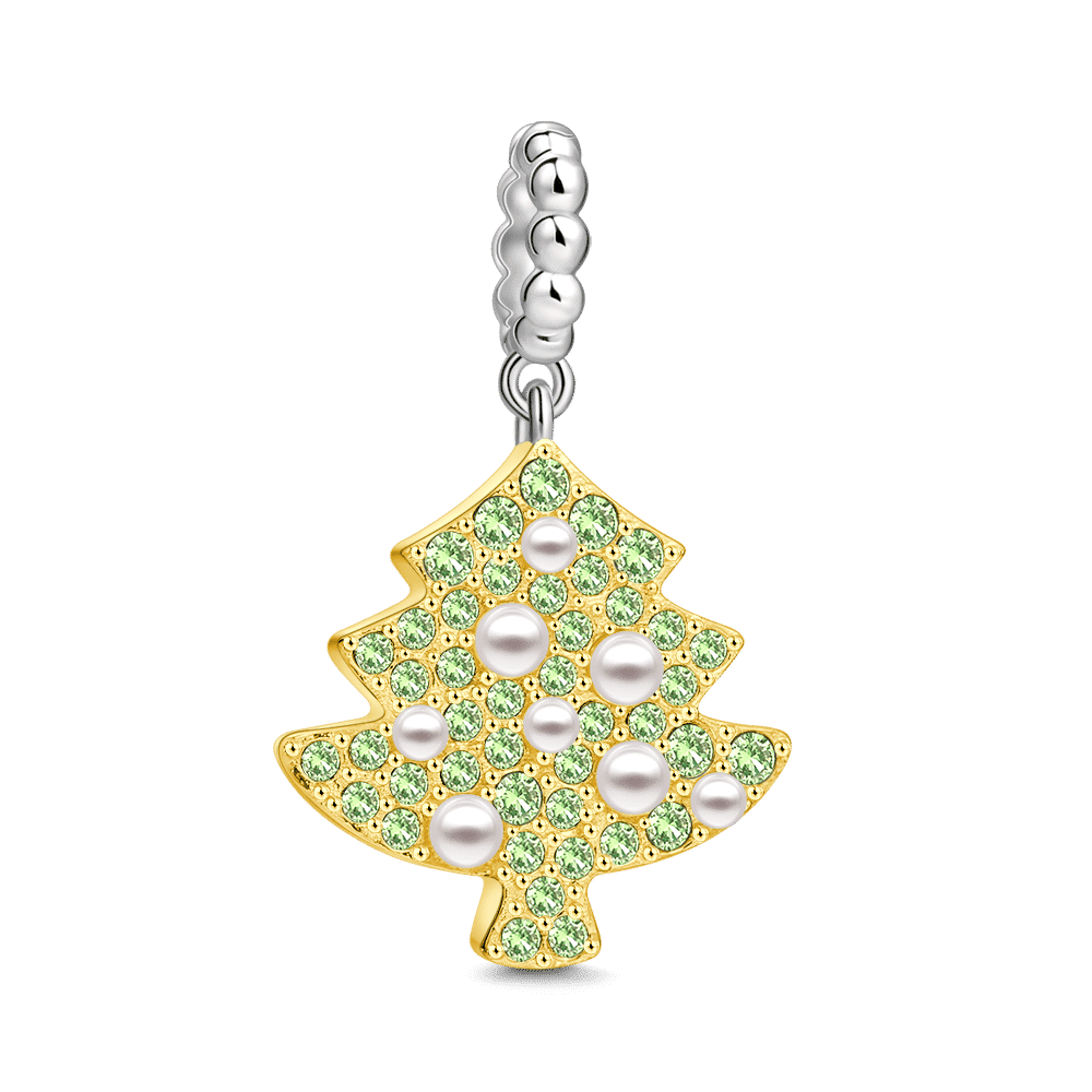 Swarovski Crystal Christmas Tree Charm Platinum Plated Silver - yournamenecklaceuk