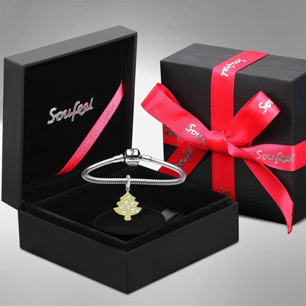 Swarovski Crystal Christmas Tree Charm Platinum Plated Silver - yournamenecklaceuk