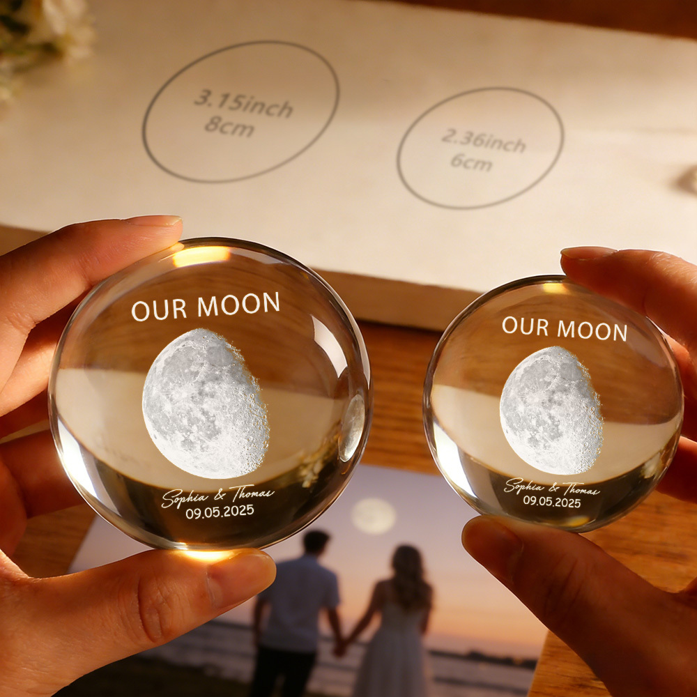 Personalized Our Moon Special Day Crystal Ball LED Night Light Custom Moon Phase Night Light for Couples Romantic Anniversary Gift Valentine's Day Gifts