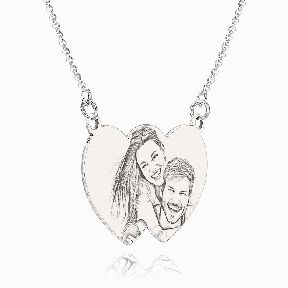 Heart To Hearts Photo Engraved Tag Necklace Silver