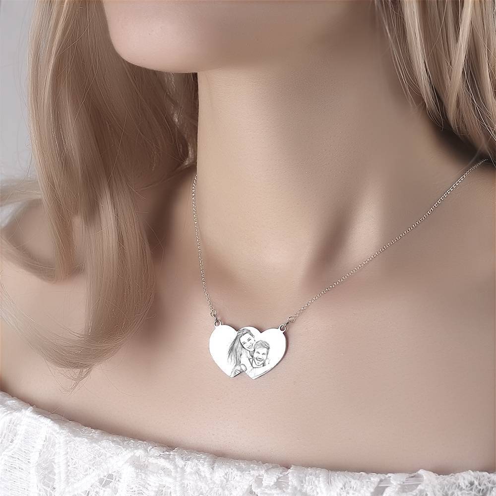 Heart To Hearts Photo Engraved Tag Necklace Silver