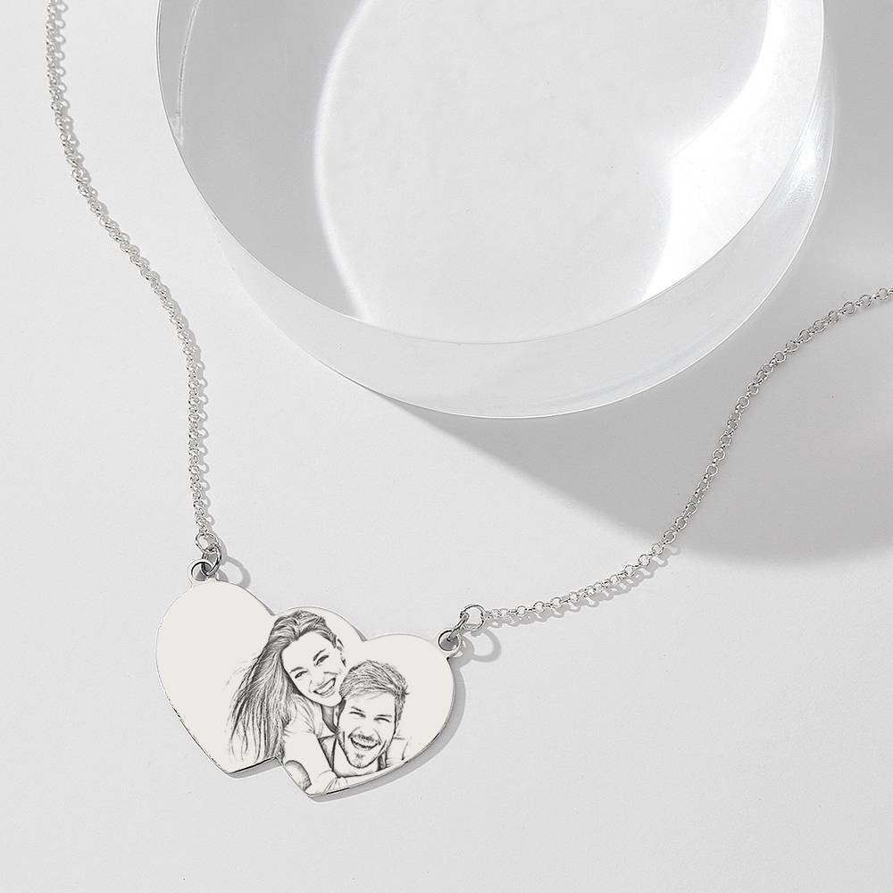 Heart To Hearts Photo Engraved Tag Necklace Silver