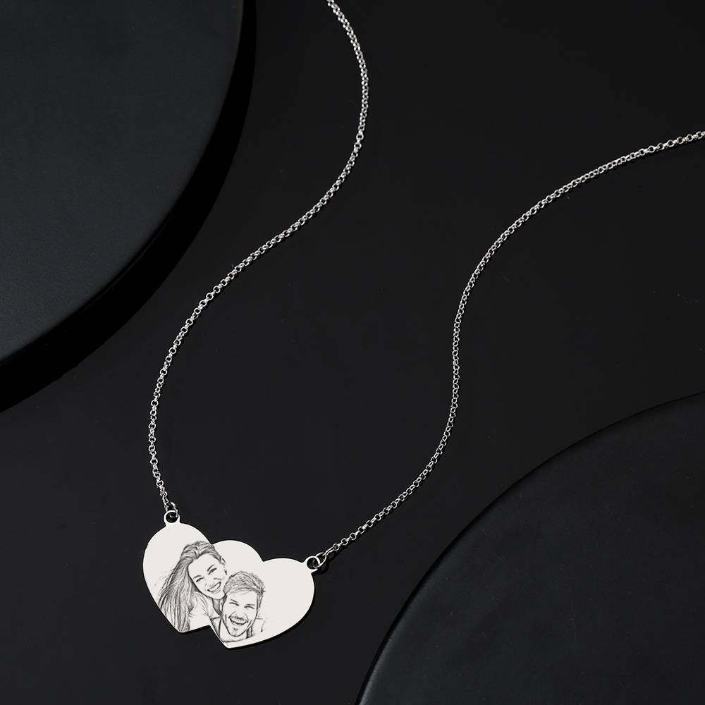 Heart To Hearts Photo Engraved Tag Necklace Silver