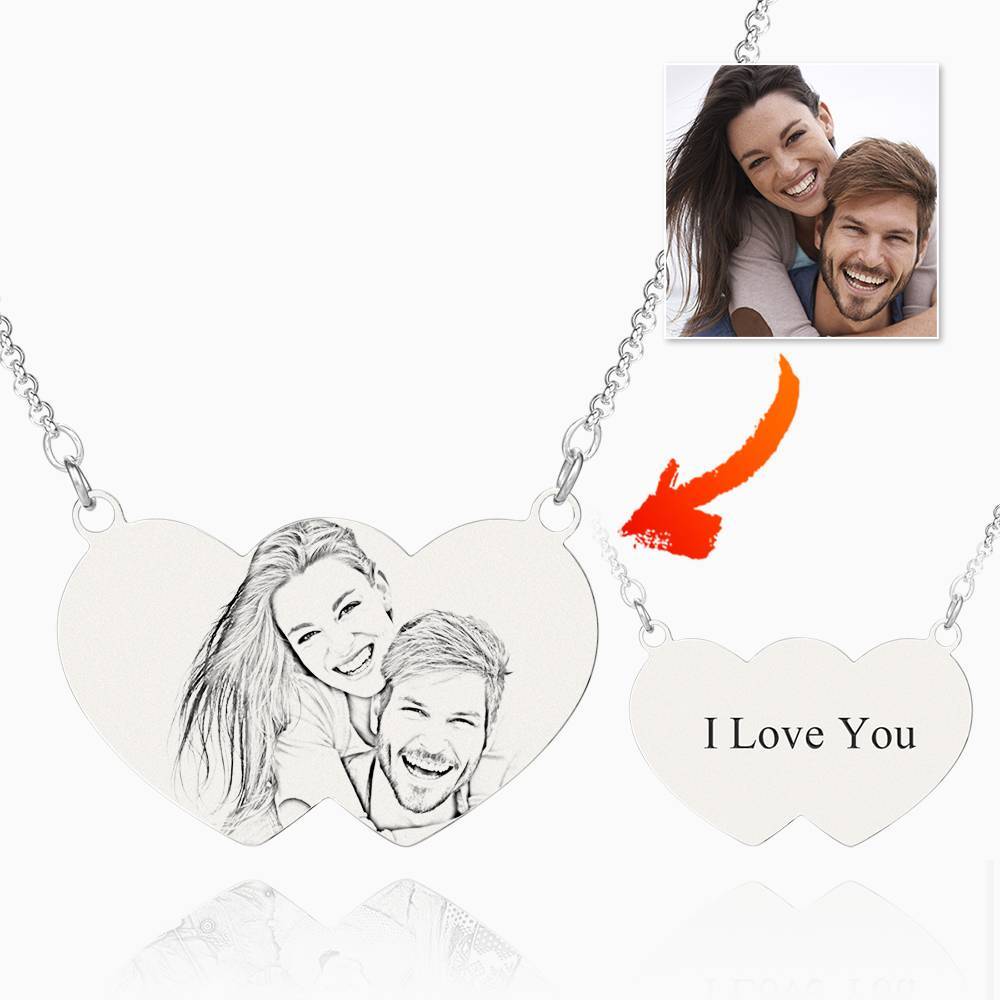 Heart To Hearts Photo Engraved Tag Necklace Silver