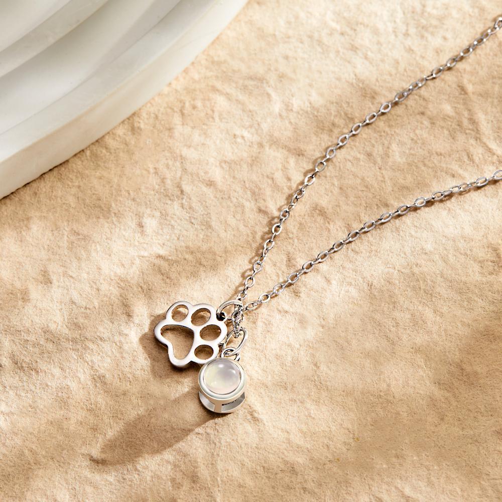 Custom Photo Projection Necklace Claw Photo Pendant Necklace Gift for Women - NameNecklace