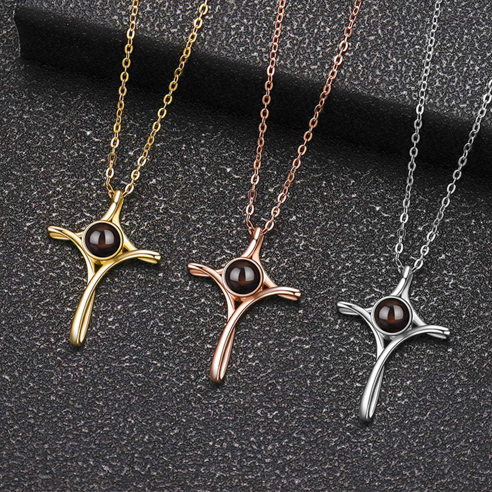 Custom Projection Necklace Cross Pendant Necklace Gift for Her - NameNecklace
