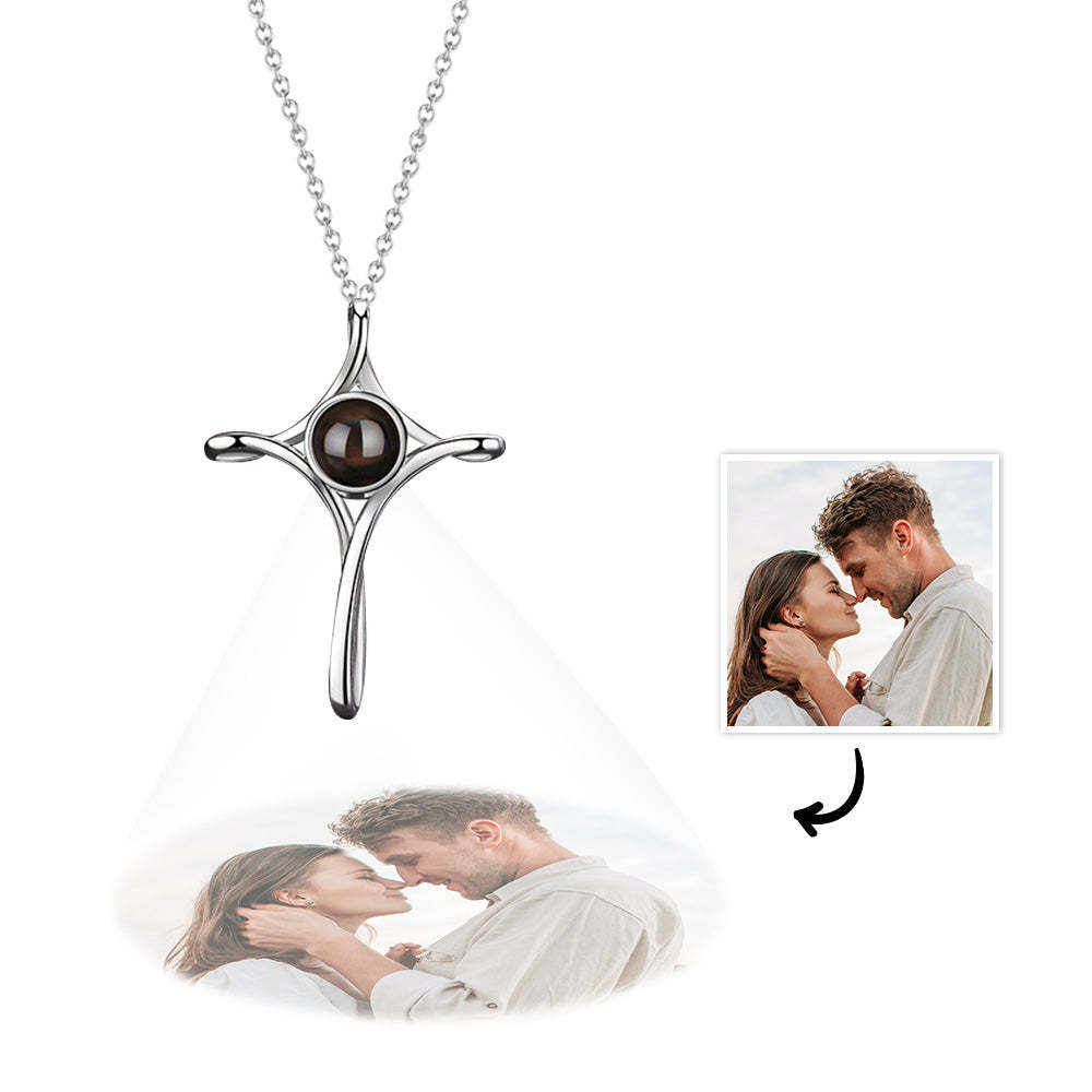 Custom Projection Necklace Cross Pendant Necklace Gift for Her - NameNecklace