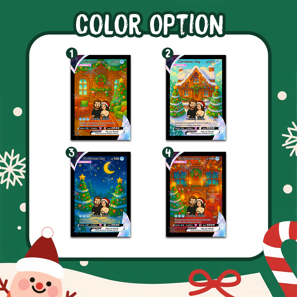 Custom Merry Christmas Card I Choose You Present for Family Turn Your Photo into a Unique Collectible Pixel Man Style Card Xmas Gift - namenecklace