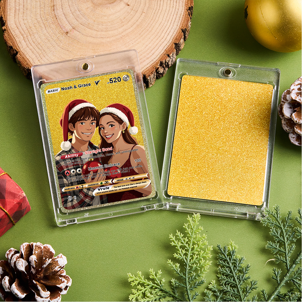 Custom Anime Golden Card  Personalized V Style Card for Couples Friends or Collectors Christmas Gift - namenecklace