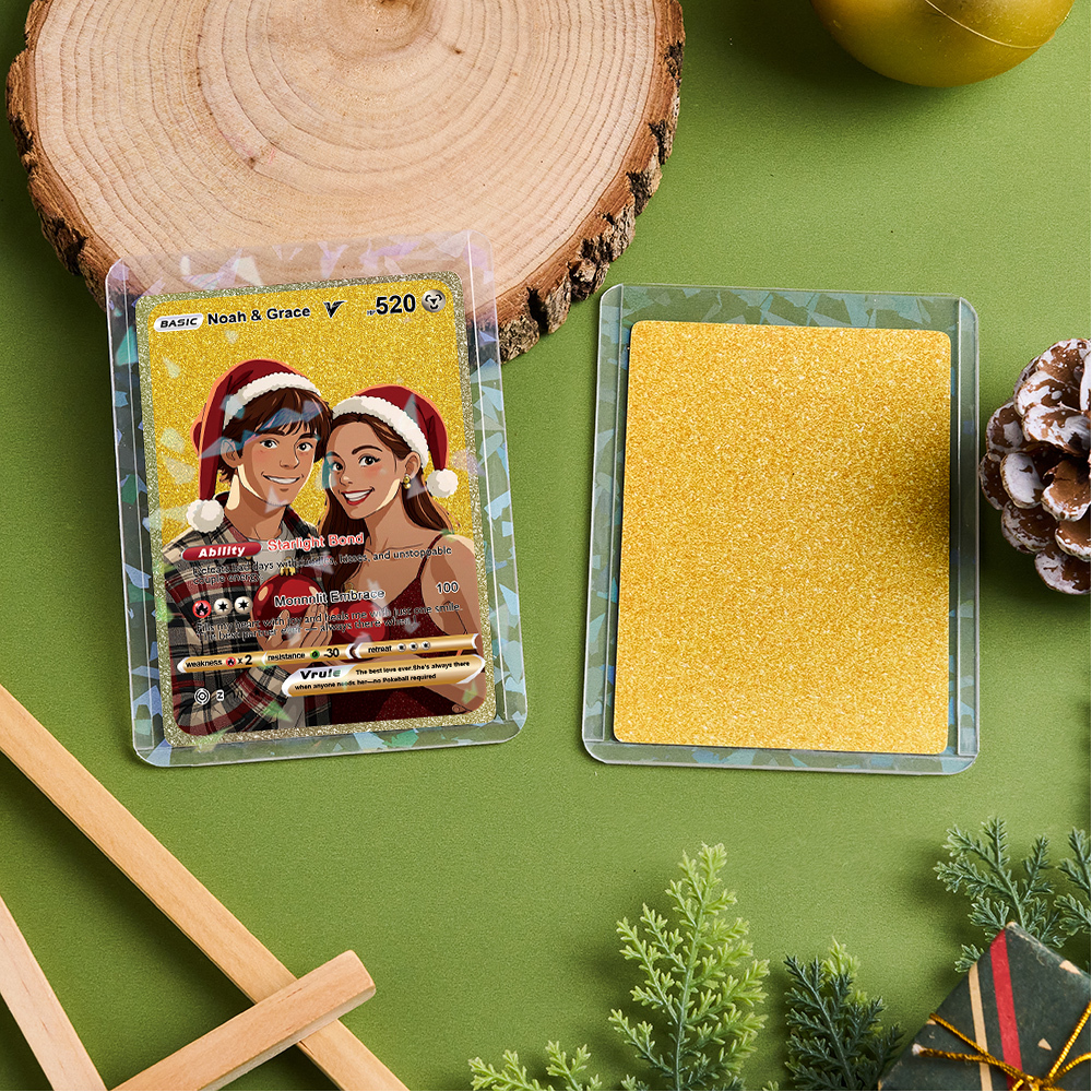 Custom Anime Golden Card  Personalized V Style Card for Couples Friends or Collectors Christmas Gift - namenecklace