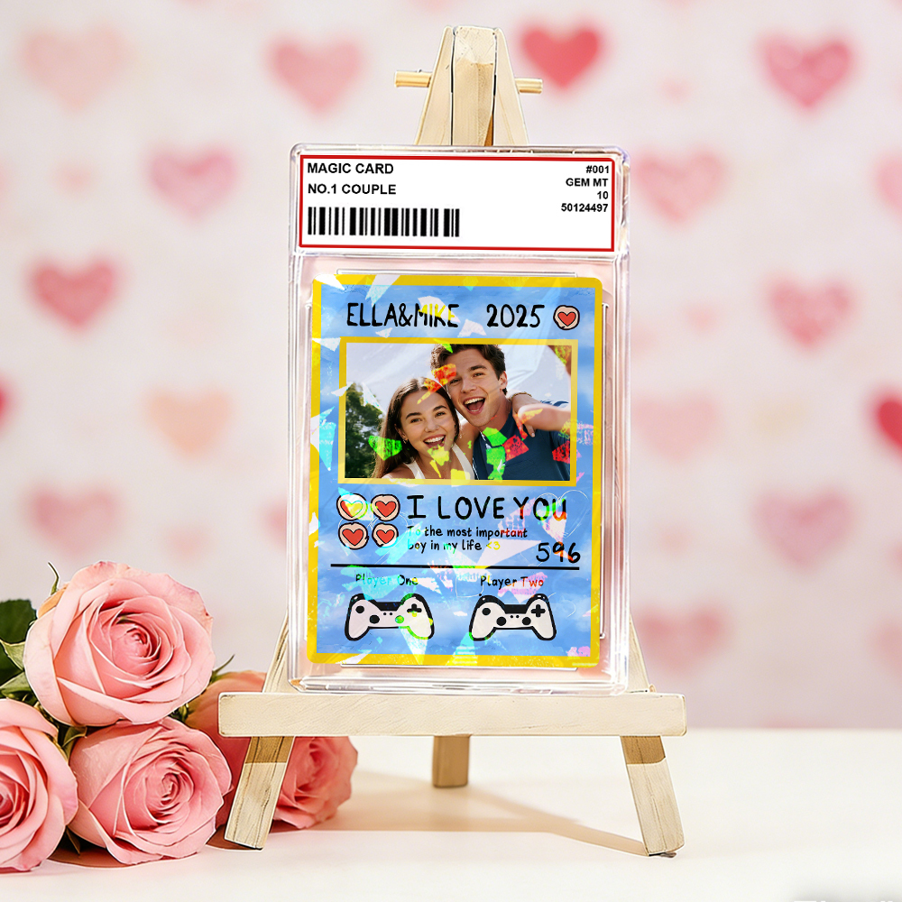 Personalized Valentine’s Day Power Couple Card, Custom Anniversary Card Couple Photo Anime Style, Best Valentine's Day Gift for Lover - namenecklace