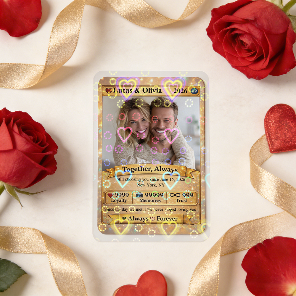 Personalized Valentine’s Day Power Couple Card, Custom Anniversary Card Couple Photo Anime Style, Best Valentine's Day Gift for Lover - namenecklace