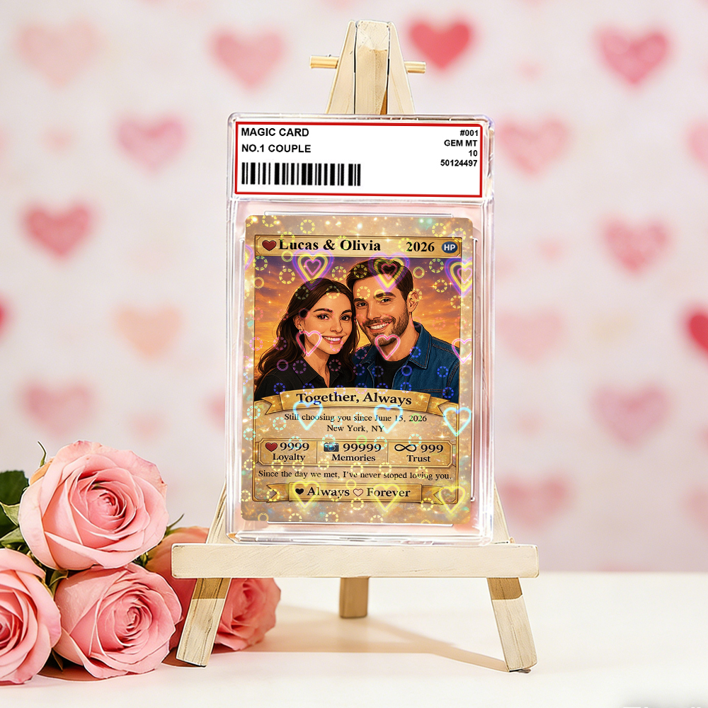 Personalized Valentine’s Day Power Couple Card, Custom Anniversary Card Couple Photo Anime Style, Best Valentine's Day Gift for Lover - namenecklace