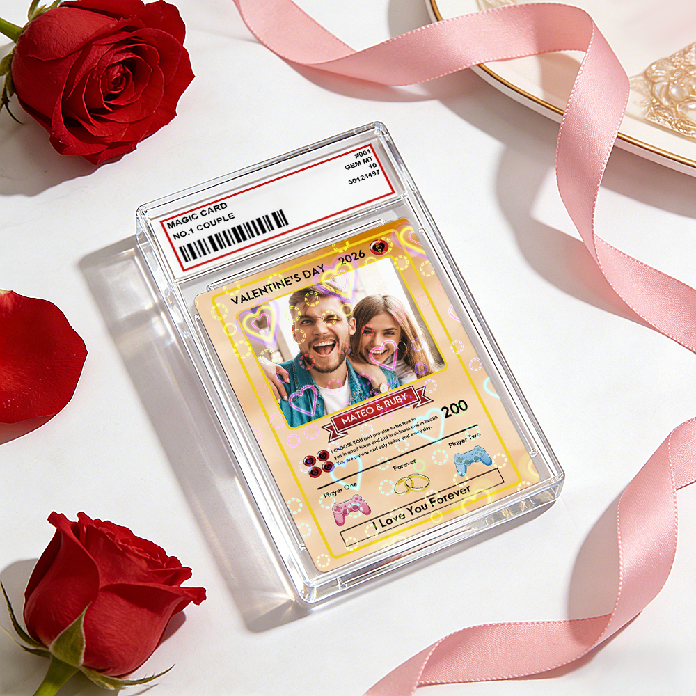 Personalized Valentine’s Day Power Couple Card, Custom Anniversary Card Couple Photo Anime Style, Best Valentine's Day Gift for Lover - namenecklace