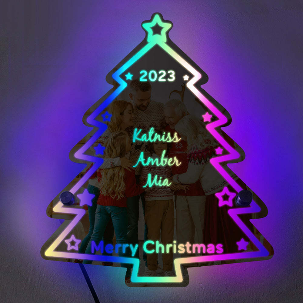 Personalized Family Name Christmas Tree Mirror Light - NameNecklace