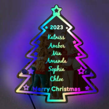 Personalized Family Name Christmas Tree Mirror Light - NameNecklace