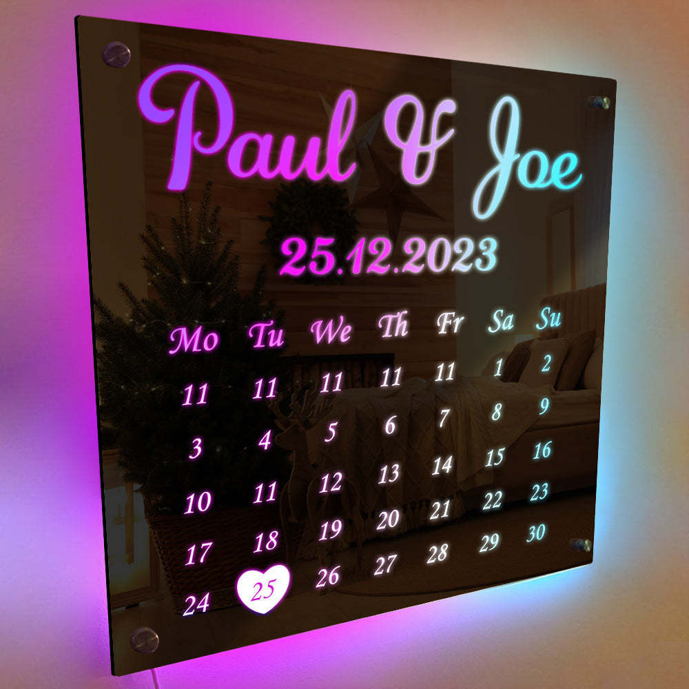 Personalized Mirror Light Custom Date Couple Gift - NameNecklace