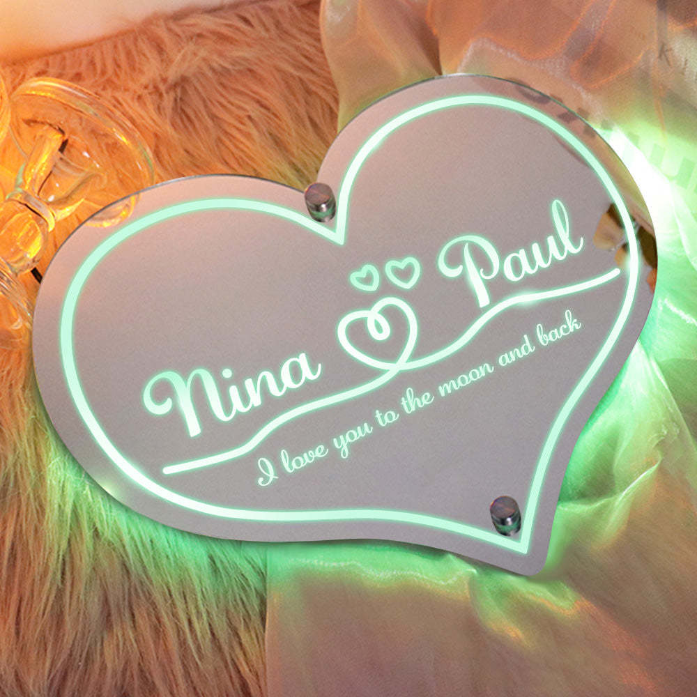 Personalized Mirror Light Heart Marquee Wedding Gifts - NameNecklace