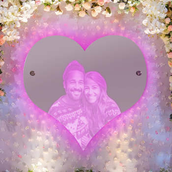 Personalized Heart Shaped Photo Led Mirror Light Couple Gift - NameNecklace