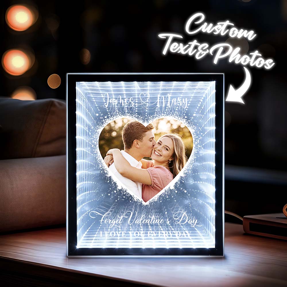I Love You Every Day Personalized Photo Infinity Mirror Light Box Custom Picture Infinity Mirror Wall Decor Valentine's Day Gifts