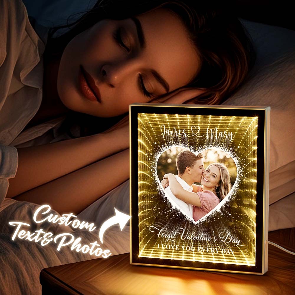 I Love You Every Day Personalized Photo Infinity Mirror Light Box Custom Picture Infinity Mirror Wall Decor Valentine's Day Gifts