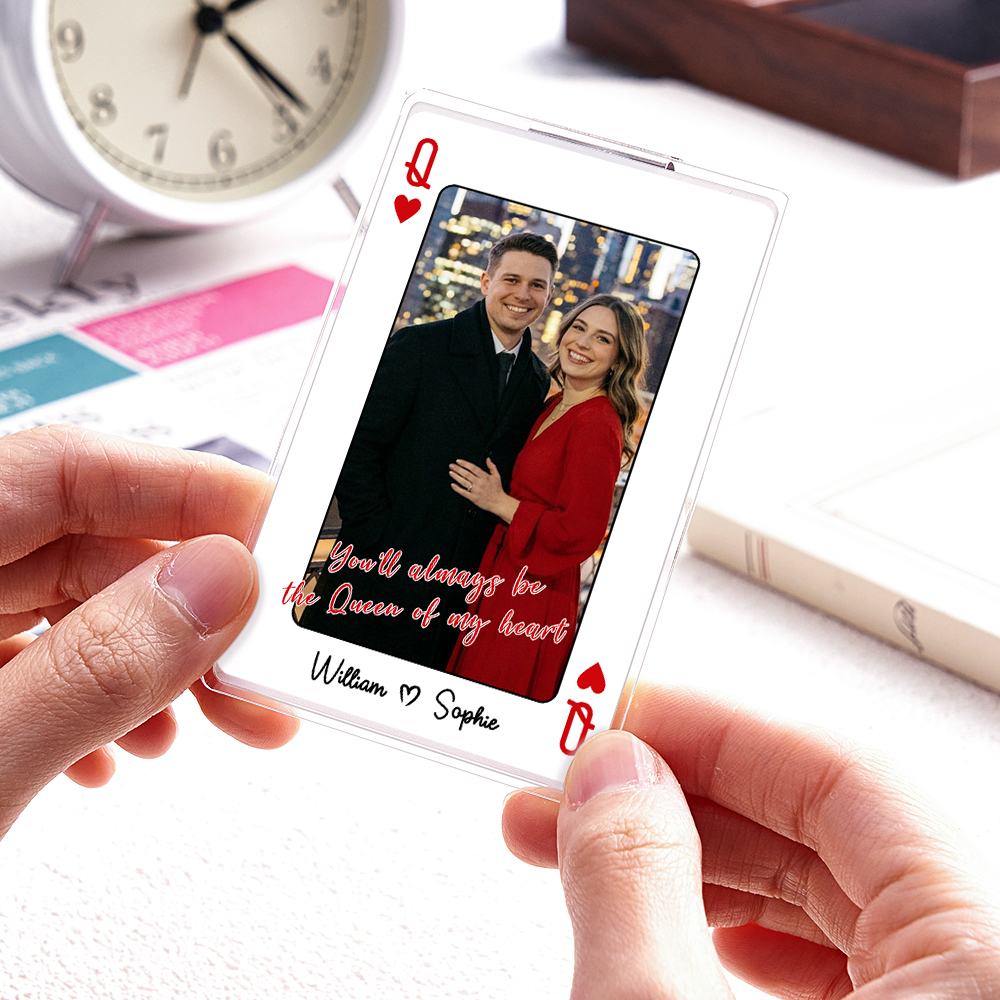 King/Queen Of My Heart Couple Custom Photo - Personalized Acrylic Car Visor - Valentine's Day Gift, Anniversary Gift For Him, For Her - namenecklace