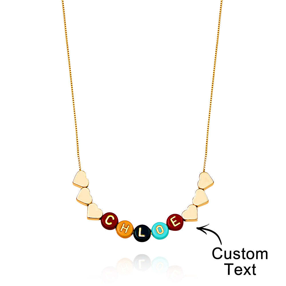 Custom Letter Necklace Color Beads Heart Name Gift for Her - NameNecklace