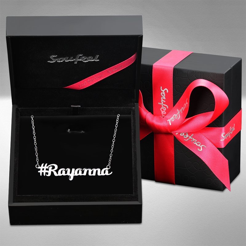 Hashtag Name Necklace Silver