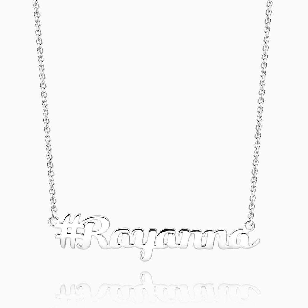 Hashtag Name Necklace Silver