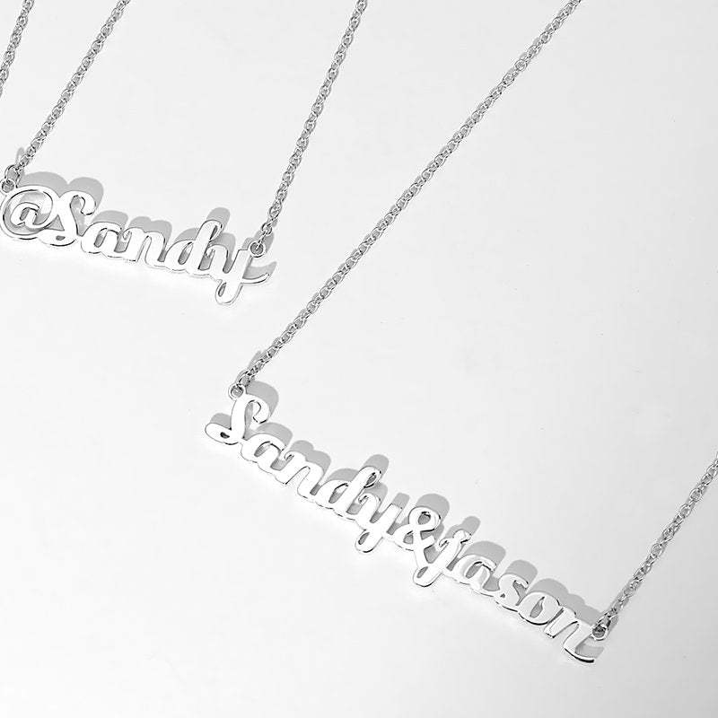 Couple Name Necklace Silver