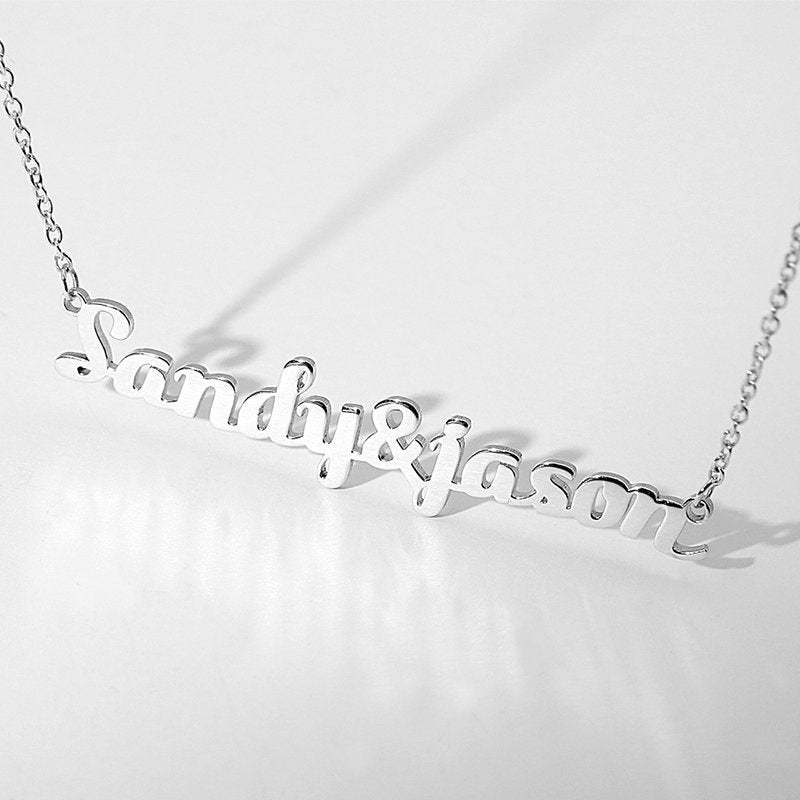Couple Name Necklace Silver
