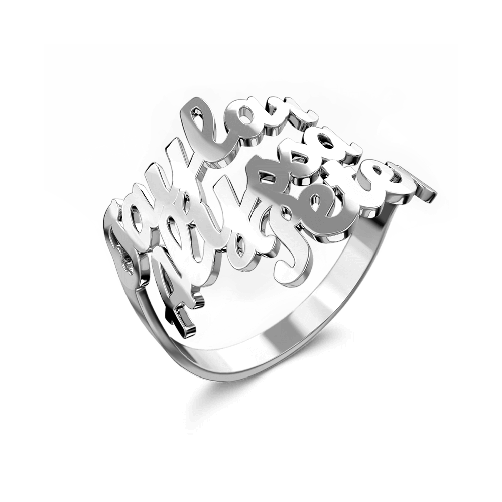Three Name Ring Silver For Her