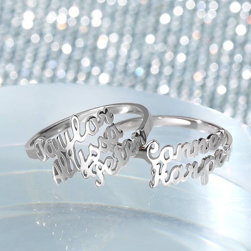 Three Name Ring Silver For Her